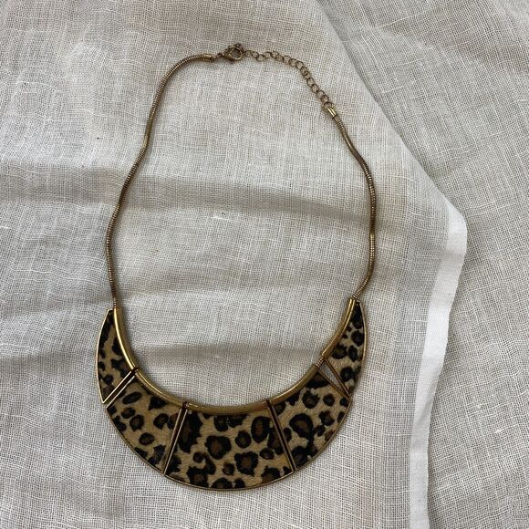 Vintage Necklace Lot Womens Chunky Beaded Animal Print Bold Glass Gold Black 3Pc - Picture 7 of 15